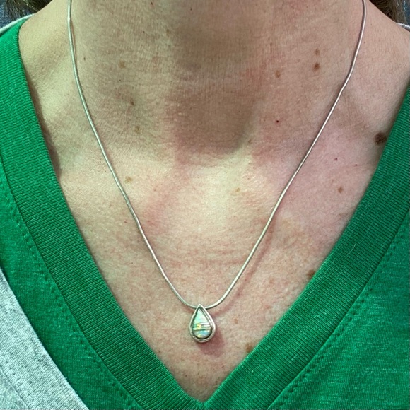 Sterling Silver Necklace and Opal Teardrop Pendant - Picture 17 of 17